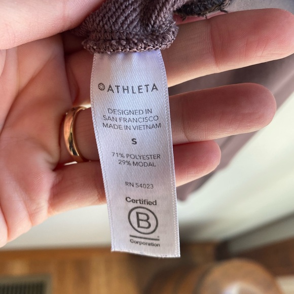 Athleta Recover Hoodie Sweatshirt Size S Smoked Almond Purple Brown Pullover - Picture 11 of 11
